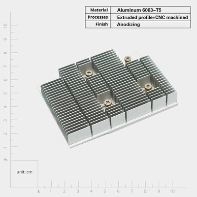 Elegante anodizado de extrusão de alumínio dissipadores de calor personalizados com parafuso resistência à corrosão