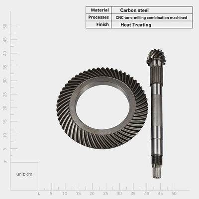 Conjunto de engrenagens de bisel em espiral CNC personalizado Material de aço inoxidável de aço carbono para sistema hidráulico
